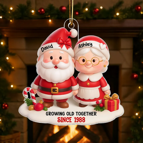 Santa Couple Growing Old Together Custom  Acrylic Christmas Ornament