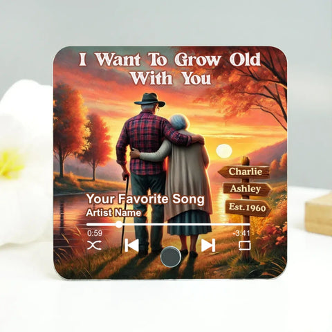 You & Me We Got This Old Couple At Lake Sunset Custom Music Fridge Magnet
