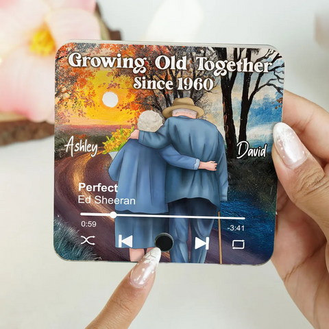 Couple Growing Old Together Walking Into The Sunset Custom Music Fridge Magnet