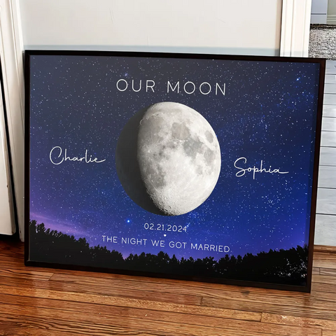 Our Moon Custom Couple Moon Phase Canvas/Framed Poster/Poster