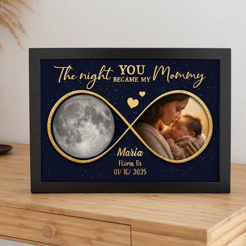  The Night You Became My Mommy Custom Moon Phase Baby Photo Poster/Canvas/Framed Poster