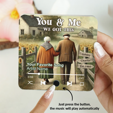 "Eternal Love In the Sunflower Field" Couple Growing Old Together Custom Music Fridge Magnet 2025