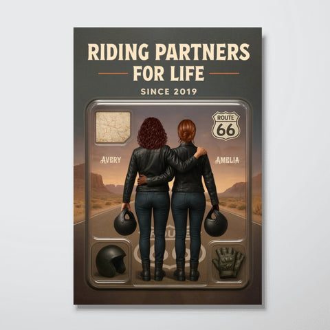 "Riding Partners For Life” 3D Effect Custom Couple Figurine Canvas/ Framed Poster/Poster