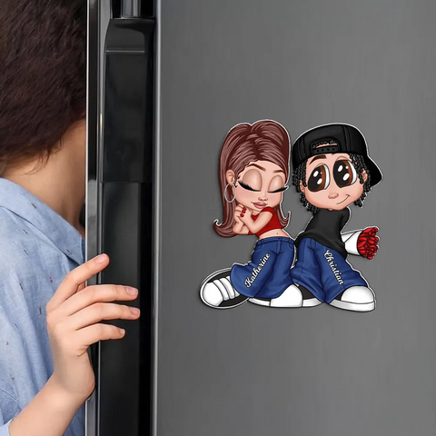 Y2K Style Cartoon Couple Custom Acrylic Fridge Magnet