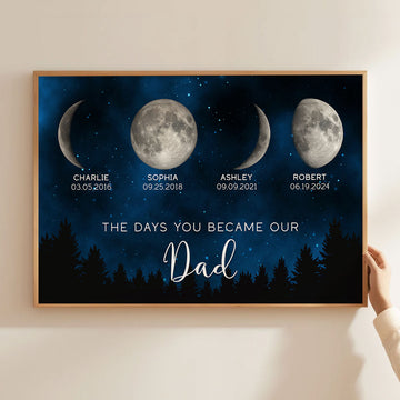 Starry Night Love Story Custom Moon Phase Couple Anniversary Date Poster/Canvas/Framed Poster