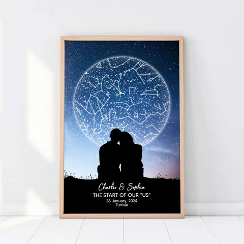 The Night We Met Custom Star Map Couple Sitting Under the Sky Canvas/Framed Poster/Poster