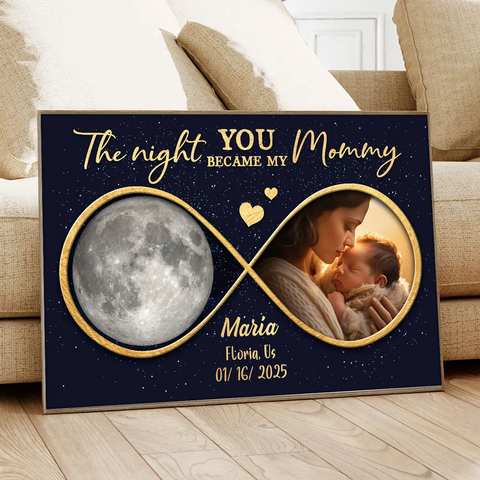  The Night You Became My Mommy Custom Moon Phase Baby Photo Poster/Canvas/Framed Poster