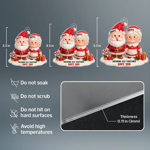 Santa Couple Growing Old Together Custom  Acrylic Christmas Ornament