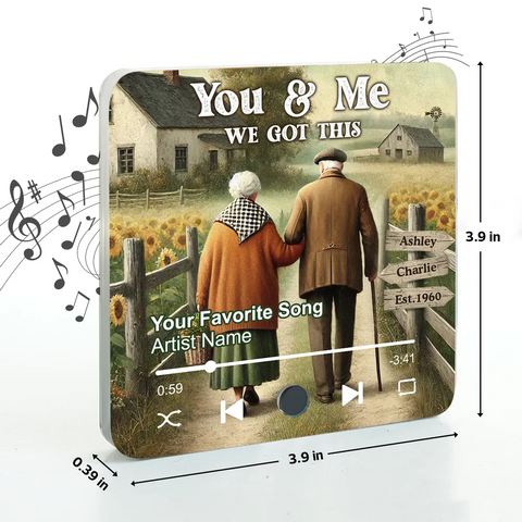 "Eternal Love In the Sunflower Field" Couple Growing Old Together Custom Music Fridge Magnet 2025