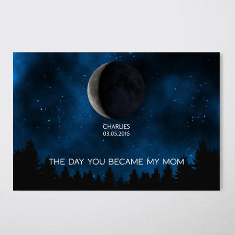 Galaxy Night Custom Birth Moon Phase The Day You Became Our Dad Canvas/Framed Poster/Poster
