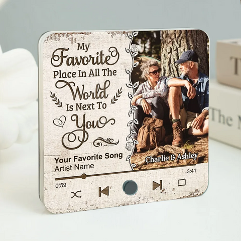 "Favorite Place In The World" Custom Couple Photo Music Fridge Magnet