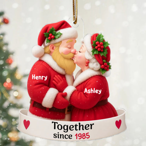 Santa Couple Growing Old Together Custom Acrylic Christmas Ornament 2025