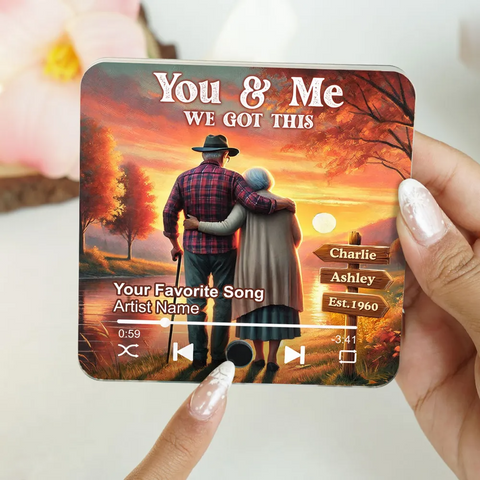 You & Me We Got This Old Couple At Lake Sunset Custom Music Fridge Magnet