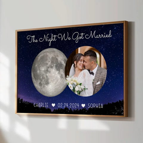 The Beginning Of Our Forever Custom Couple Photo Moon Phases Canvas/Framed Poster/Poster