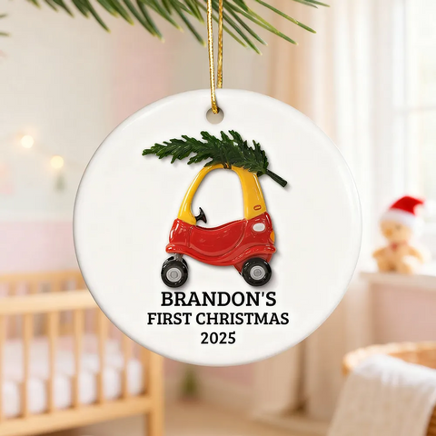Baby's First Christmas Thing 3D Effect - Custom Ceramic Ornament