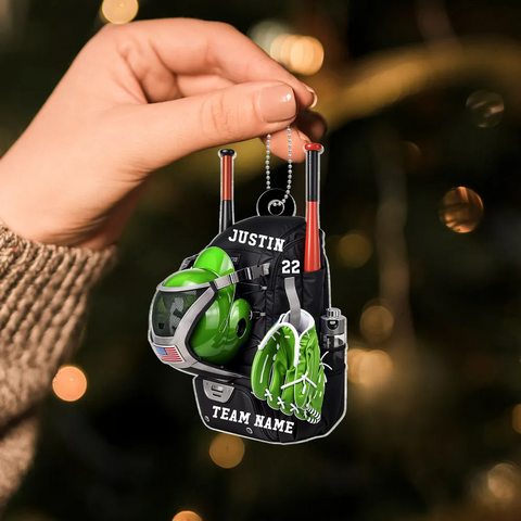 Custom Baseball Softball Bag Acrylic Christmas Ornament
