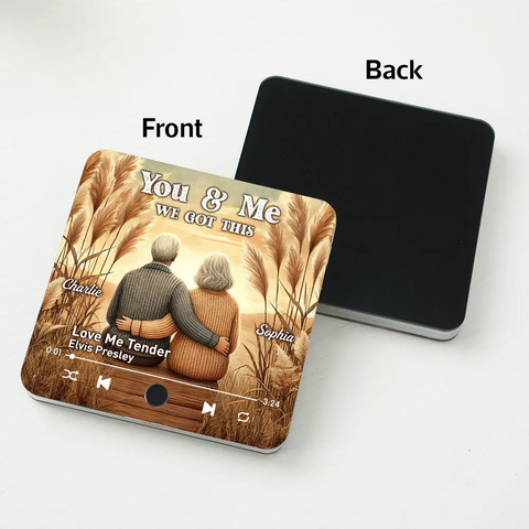 "You & Me We Got This" Old Couple in the Fall Season Custom Music Fridge Magnet