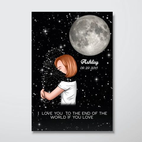 Lost Loved One Hugging Custom  Moon Phase Canvas/Framed Poster/Poster