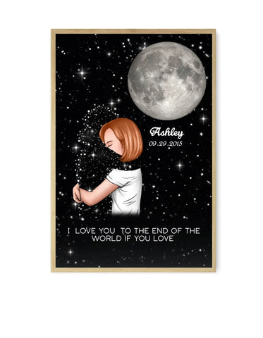 Lost Loved One Hugging Custom  Moon Phase Canvas/Framed Poster/Poster
