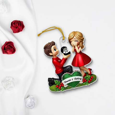 3D Effect Marriage Proposal Custom "She Said Yes!" Acrylic Ornament