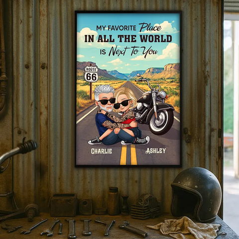 "Riding Partners for Life" Custom Hugging Riding Couple Canvas/ Framed Poster/Poster