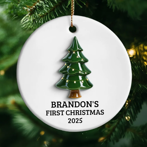 Baby's First Christmas Thing 3D Effect - Custom Ceramic Ornament