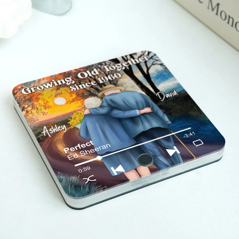 Couple Growing Old Together Walking Into The Sunset Custom Music Fridge Magnet