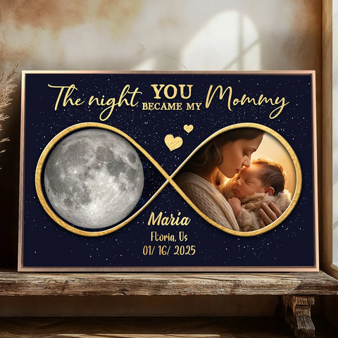  The Night You Became My Mommy Custom Moon Phase Baby Photo Poster/Canvas/Framed Poster