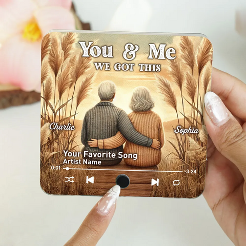 "You & Me We Got This" Old Couple in the Fall Season Custom Music Fridge Magnet