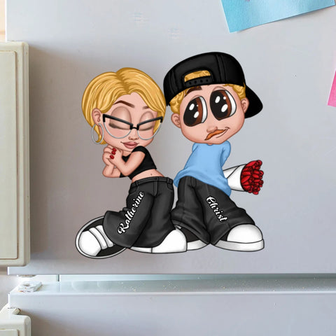 Y2K Style Cartoon Couple Custom Acrylic Fridge Magnet