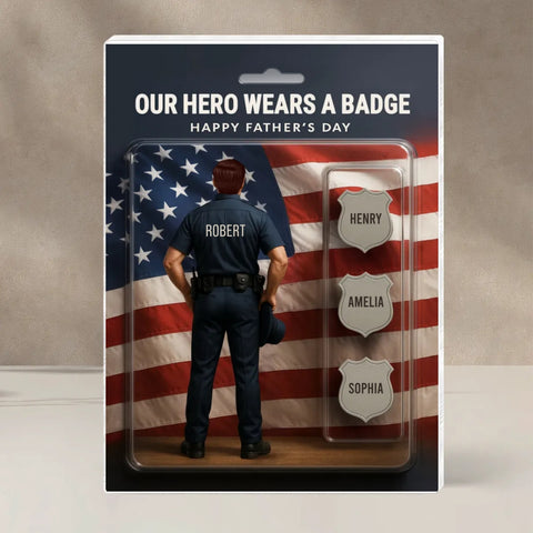 3D Effect Figure My Hero Wears A Badge With Kids' Names Custom Acrylic Block 