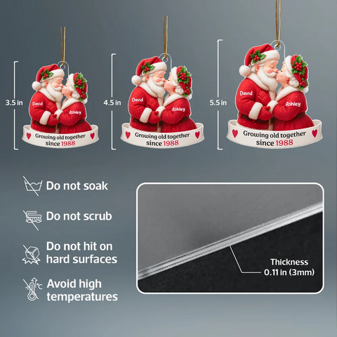 Santa Couple Growing Old Together Custom Acrylic Christmas Ornament 2025