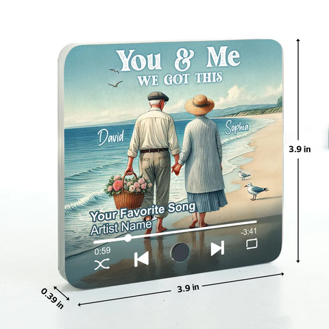 Old Couple Walking On Beach Favorite Song Custom Music Fridge Magnet
