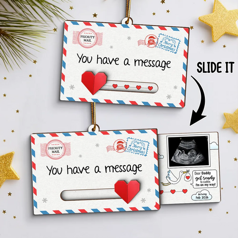 New Baby Reveal Hidden Message - Custom Photo Slider Ornament
