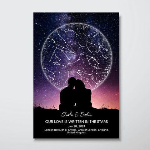 The Night We Met Custom Star Map Couple Sitting Under the Sky Canvas/Framed Poster/Poster