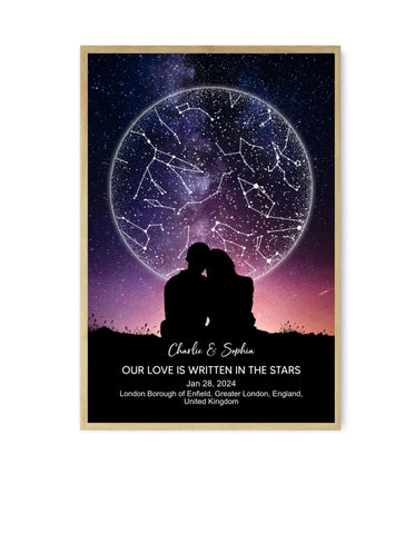 The Night We Met Custom Star Map Couple Sitting Under the Sky Canvas/Framed Poster/Poster