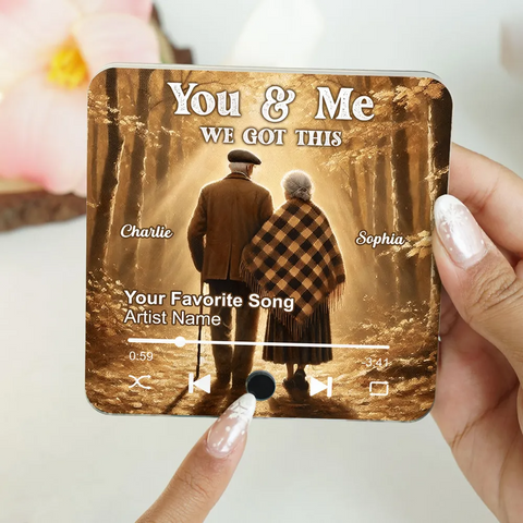 Old Couple Walking In The Yellow Autumn Forest Custom Music Fridge Magnet 2025