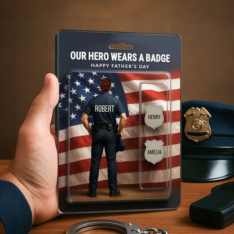 3D Effect Figure My Hero Wears A Badge With Kids' Names Custom Acrylic Block 