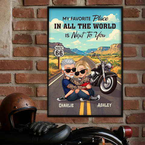 "Riding Partners for Life" Custom Hugging Riding Couple Canvas/ Framed Poster/Poster