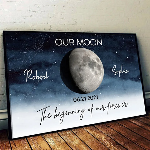 Starry Night Love Story Custom Moon Phase Couple Anniversary Date Poster/Canvas/Framed Poster