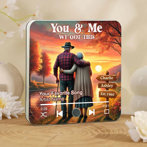 You & Me We Got This Old Couple At Lake Sunset Custom Music Fridge Magnet