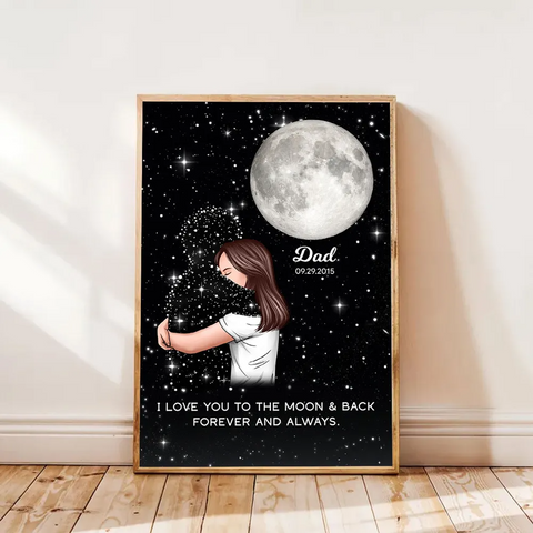 Lost Loved One Hugging Custom  Moon Phase Canvas/Framed Poster/Poster