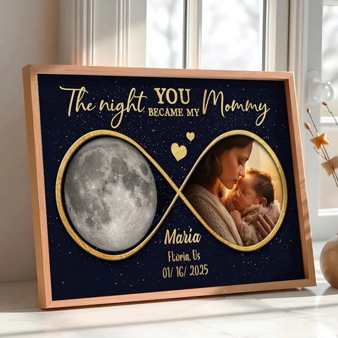  The Night You Became My Mommy Custom Moon Phase Baby Photo Poster/Canvas/Framed Poster