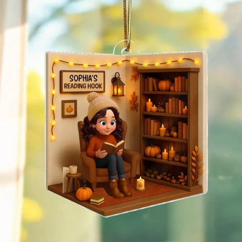3D Effect Custom Reading Girl Acrylic Ornament