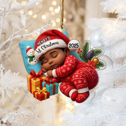 Custom Sleeping Baby's 1st Christmas Acrylic Ornament