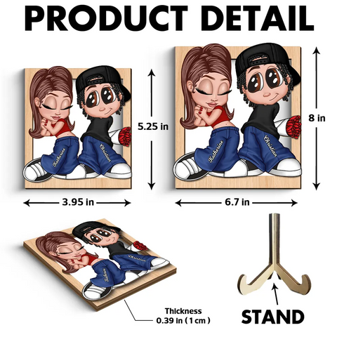 Y2K Couple Framed Custom 2-Layer Wooden Plaque