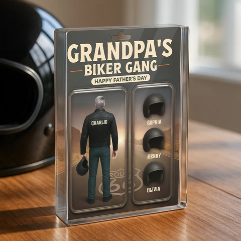 Grandpa's/ Dad's Biker Gang Custom Figure 3D Effect Acrylic Block 